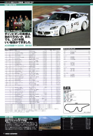 AUTO SPORT（オートスポーツ） No.893 2002年11月21日号